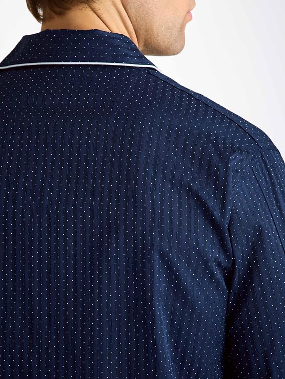 Derek Rose Men's Royal Piped Polka Dot Cotton Pajama Set
