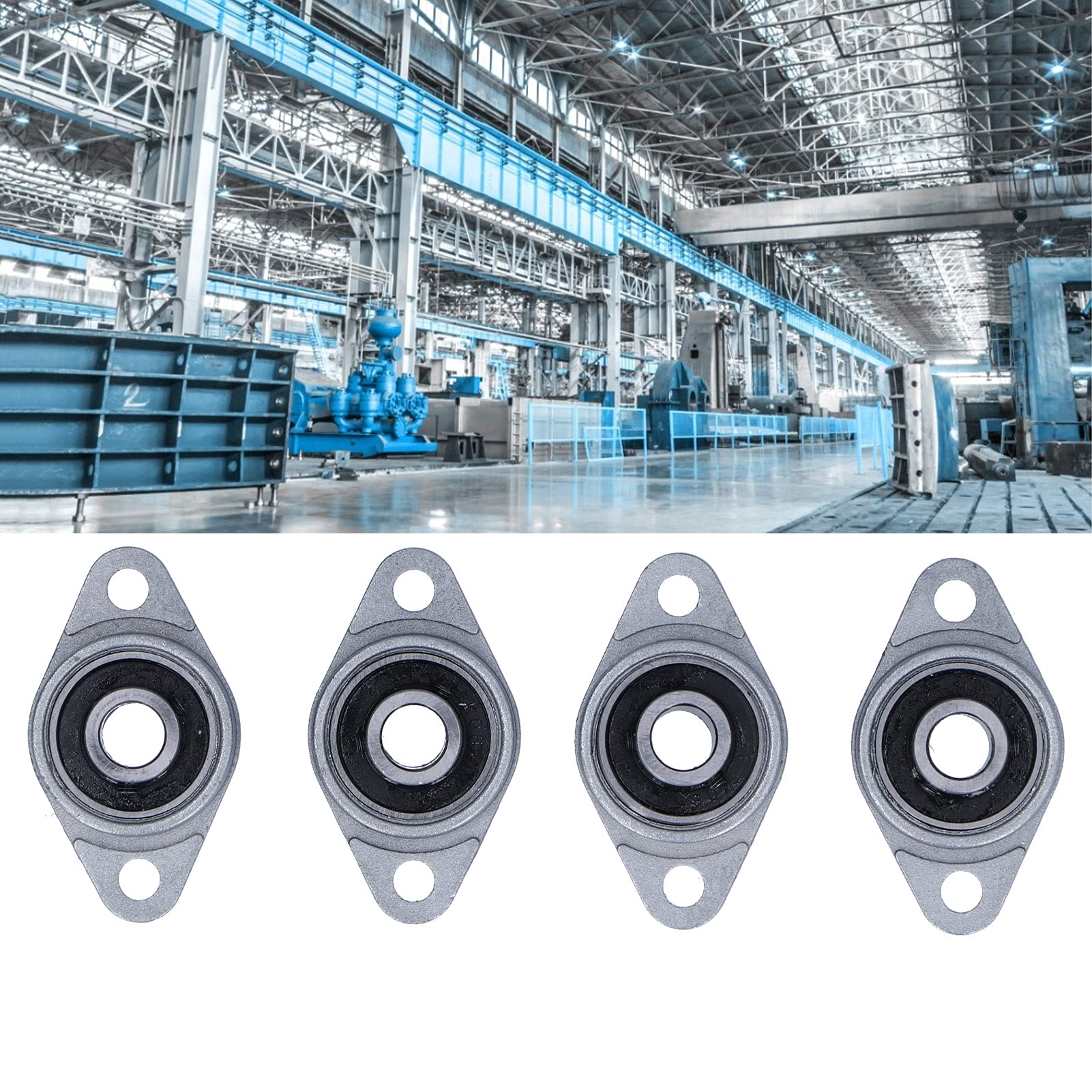 4Pcs Flange Mounted Bearing, Horizontal Trapezoidal Screw Bracket for T8 Lead Screw, High Strength Stainless Steel, 3D Printer Accessory, Adjustable Self Aligning