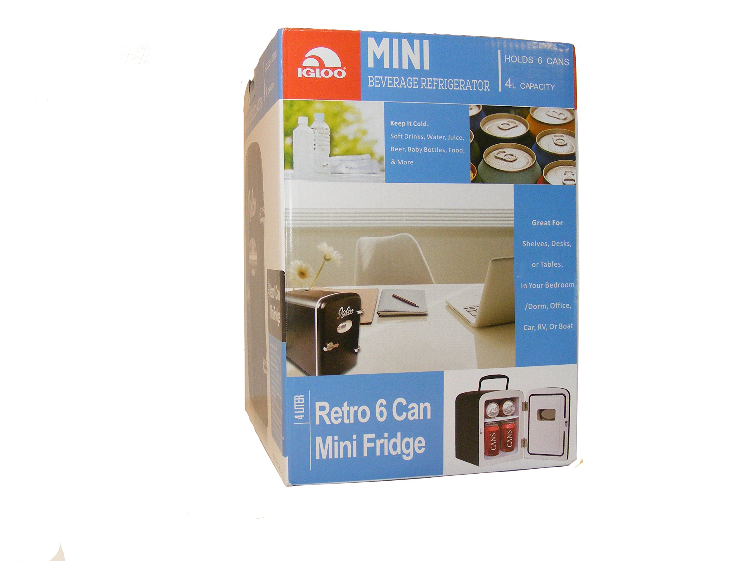 Igloo Mini Beverage Refrigerator Retro 6 Can Mini Fridge Black 4