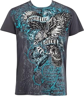 Örn knäppning krona metallisk silverpräglad kortärmad rund hals bomull herrmode t-shirt