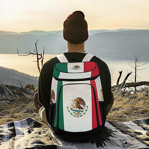 Miniatura 6 de Mochila enfriadora de la bandera de México con aislamiento a prueba de fugas, 36 latas, enfriadora portátil para playa, picnic, compras, senderismo,