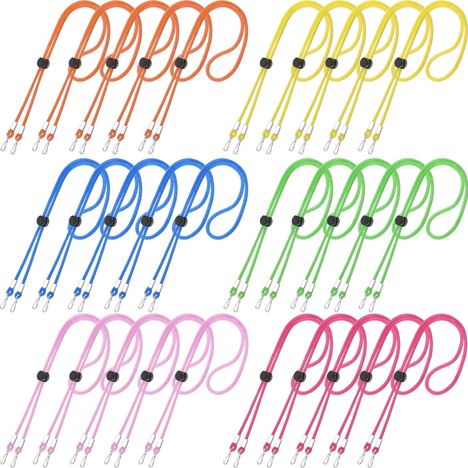 30 Pieces Adjustable Length Lanyard with Clasps Bib Holder Clips Ear Pressure Relief Hanger, Adjust Fit/Comfort of Bandana Extension (Multicolor)