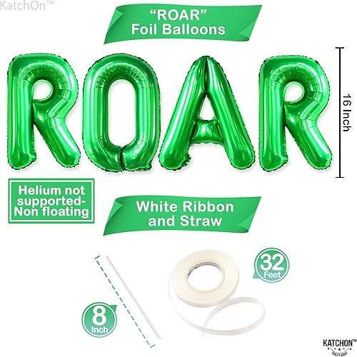 Miniatura 6 de Juego de globos gigantes de dinosaurio, 51 pulgadas, paquete de 8, globo verde claro del número 6, decoraciones de fiesta de dinosaurios, globo