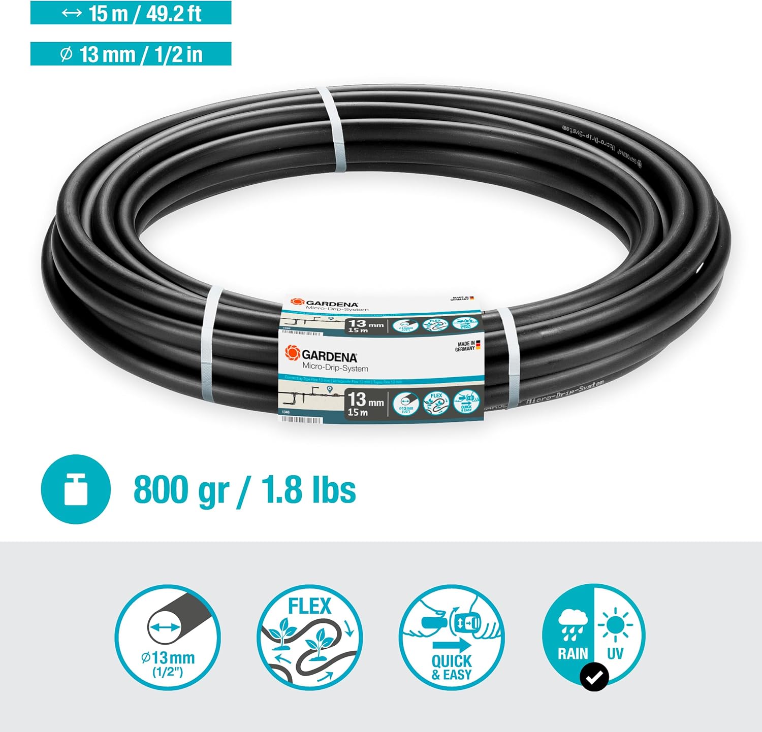 GARDENA 1346-U 1/12-Inch By 49-Feet Main Pipe for Micro Drip System