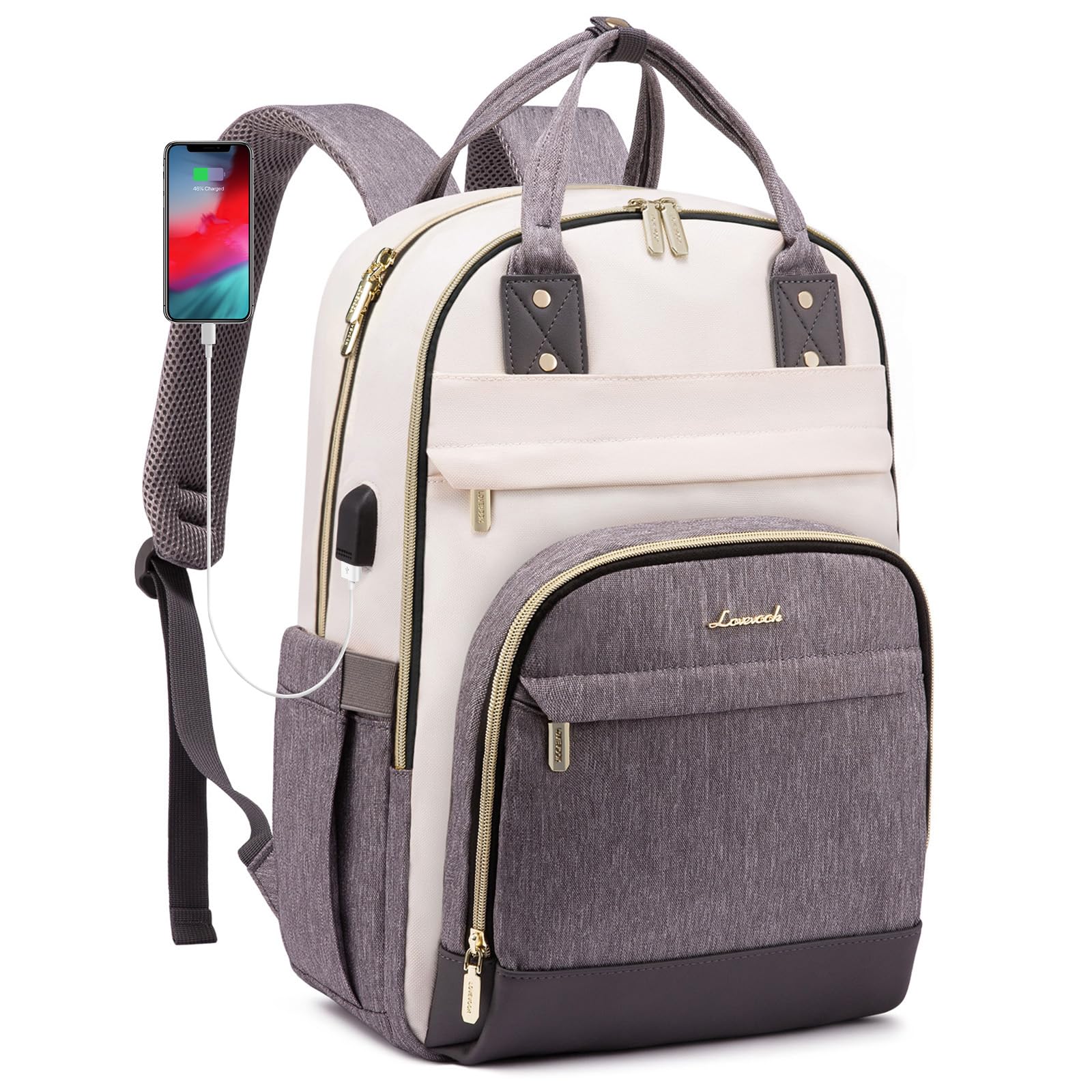 LOVEVOOK Sac à Dos Pour Femme, Avec Port De Charge USB Et Compartiment Pour Ordinateur Portable