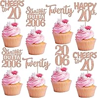 Vista 22 de 30 piezas de decoraciones para pastel de cumpleaños número 10, decoraciones de cupcakes negras con brillo, 10 feliz cumple, directo desde 2016, 10