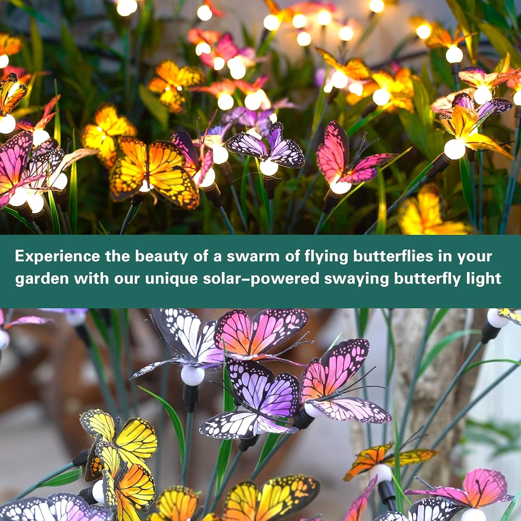 VEEKAY Solar Garden Lights, 4 Pieces 24 LED Solar Lights Outdoor Garden Waterproof - Image 3
