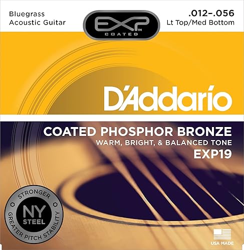 D Addario EXP19 mit Steel Phosphor Bronze Akustikgitarre Saiten  Coated  Lt  Top Med  Bottom  -56