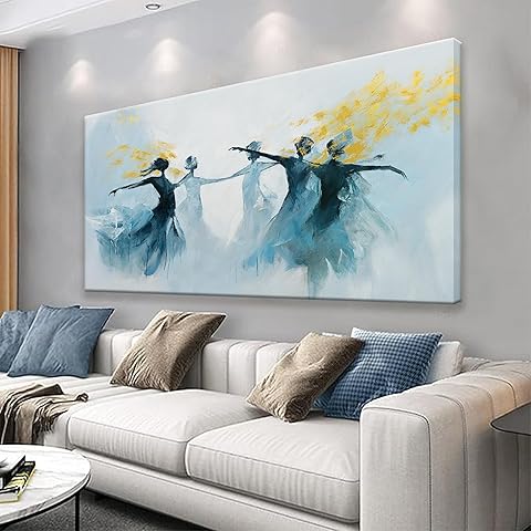 TAIJXAGSG Abstract Wall Art For Living Room Canvas Wall Art Decor Blue And White Dancer Wall Art Paintings Abstract Wall Decor Artwork Bedroom Bathroom Office Home Wall Decor Can Be Hung 24