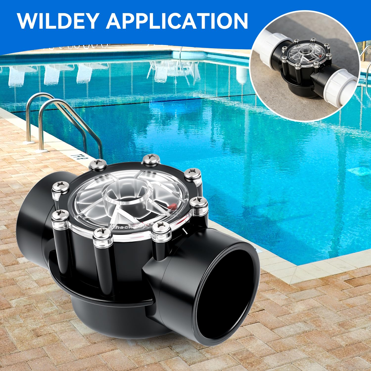 7305 Valvola di ritegno di ricambio per Jandy 2 pollici a 2-1/2 pollici, valvola di ritegno a 180 gradi con flusso dritto adatto per piscine e spa