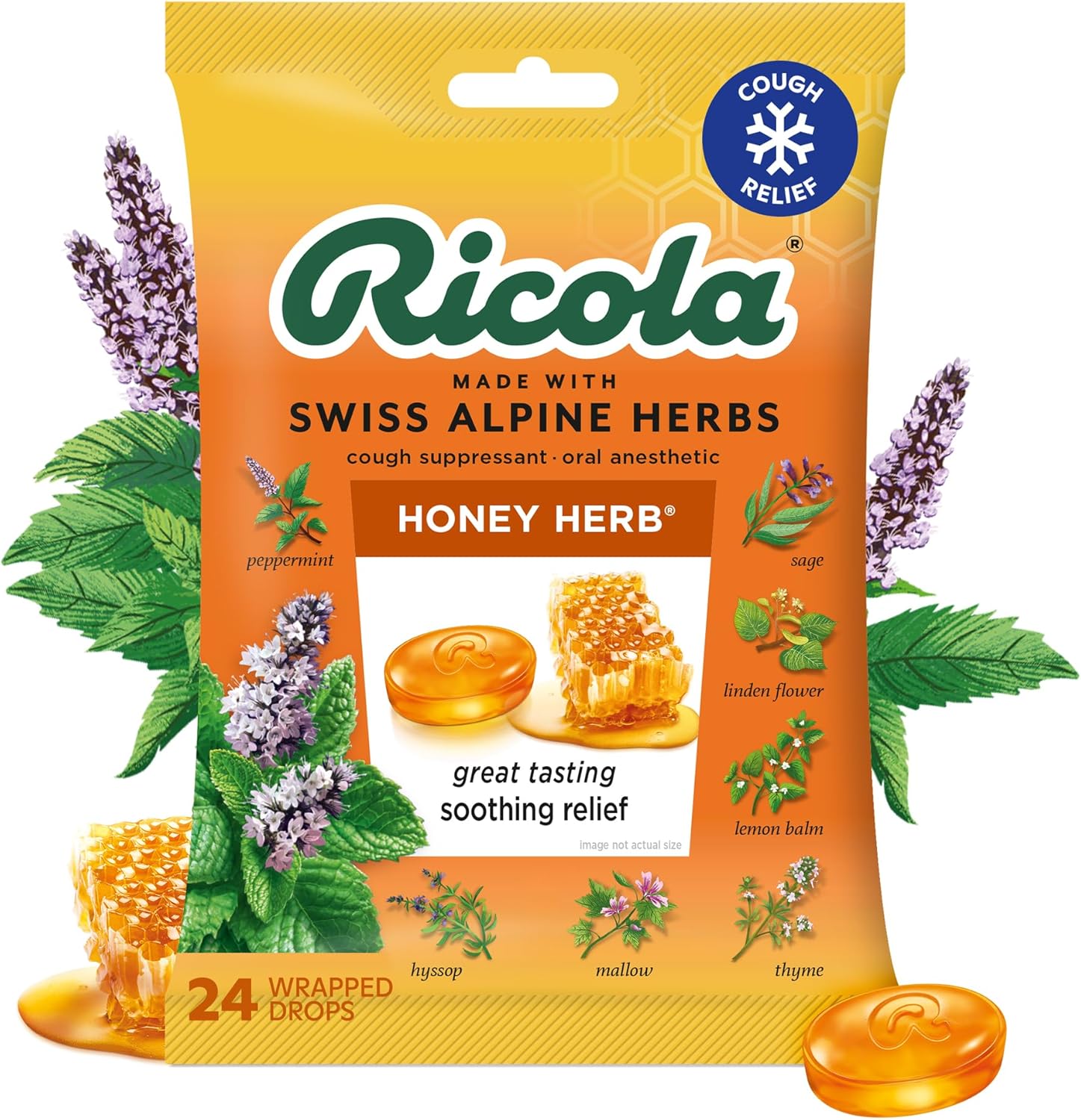 Ricola Honey Herb Cough Drops with Menthol - Minor Cough and Sore Throat Relief - 192 Count - Herbal Throat Lozenges