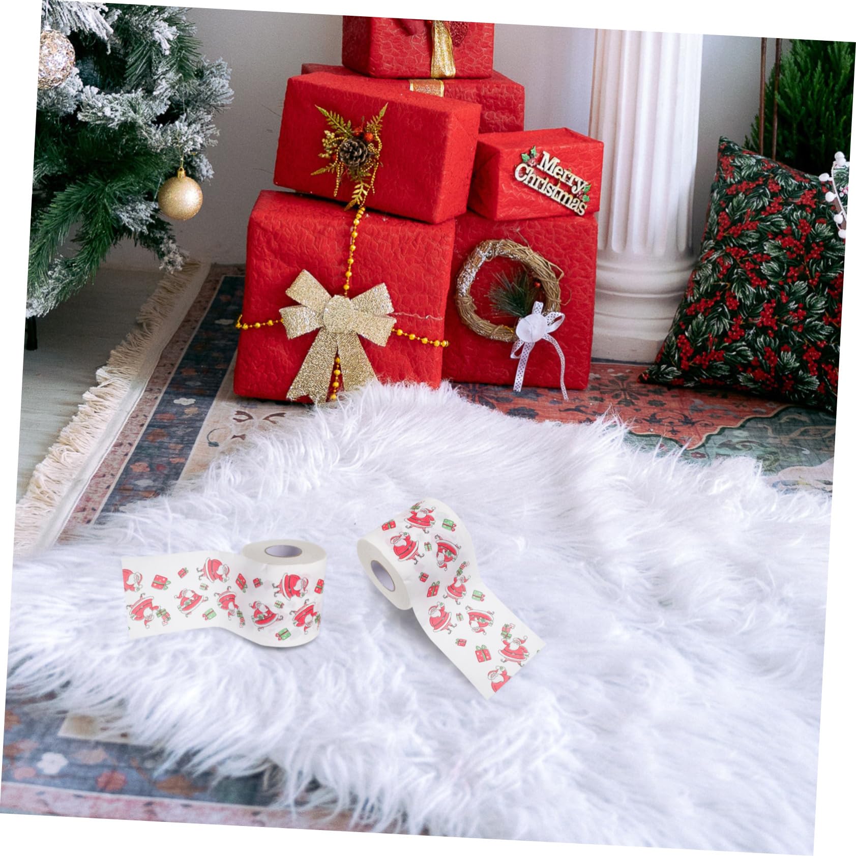 4 Rollen Weihnachts Toilettenpapier mit Kreativen Doppellagigen Druckmotiven Weiches Klopapier mit Festlichem Xmas Design als für Festliche Tischdekoration