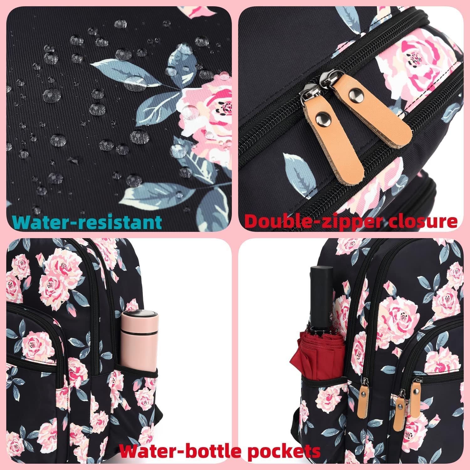 Leaper Cute Cat Printing Laptop Backpack Water-resistant College Backpack Bookbags Travel Bag Casual Bag Satchel Gary - Image 7