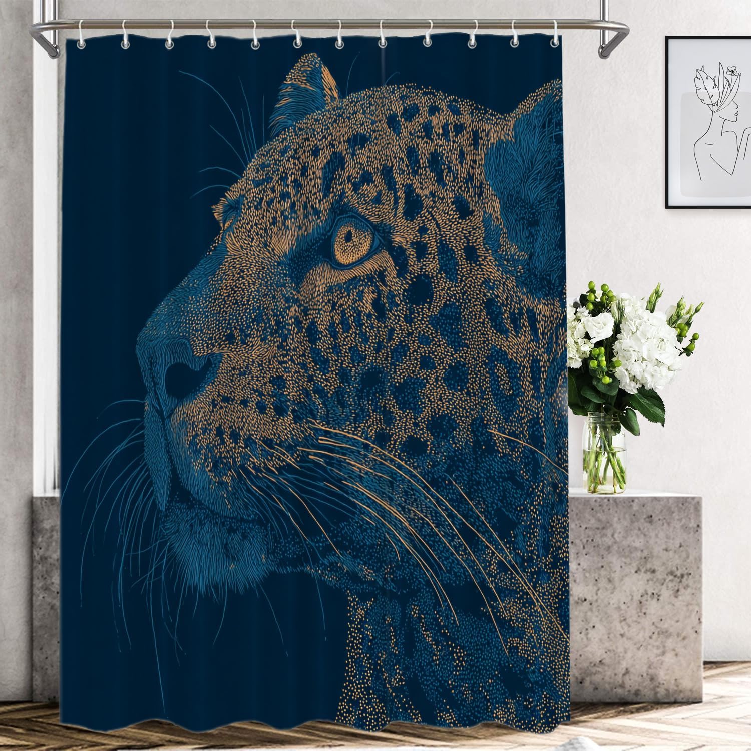 Shrahala Brown Christian Christian No Hooks Shower Curtain with Snap in Liner Set, Risen Bathroom Décor Polyester Fiber Waterproof for Stall Bathtubs 35.5 X 74 in