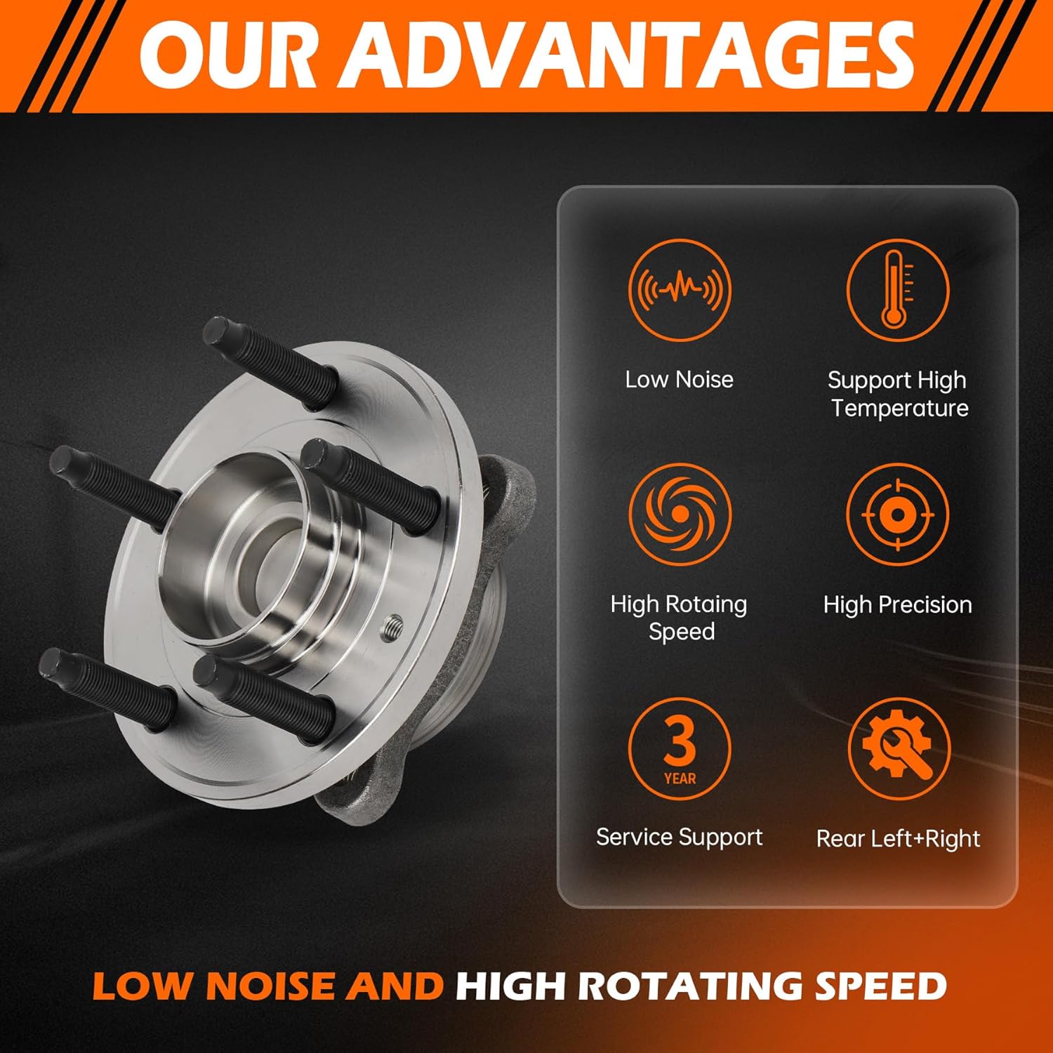 GAHA 512299 FWD Rear Wheel Bearing Hub Assembly Compatible for Ford Five Hundred 05-07/Freestyle 05-07/Taurus 08-09/Taurus X 08-09; for Mercury Montego 05-07/Sable 08-09; 5 Lugs w/ABS