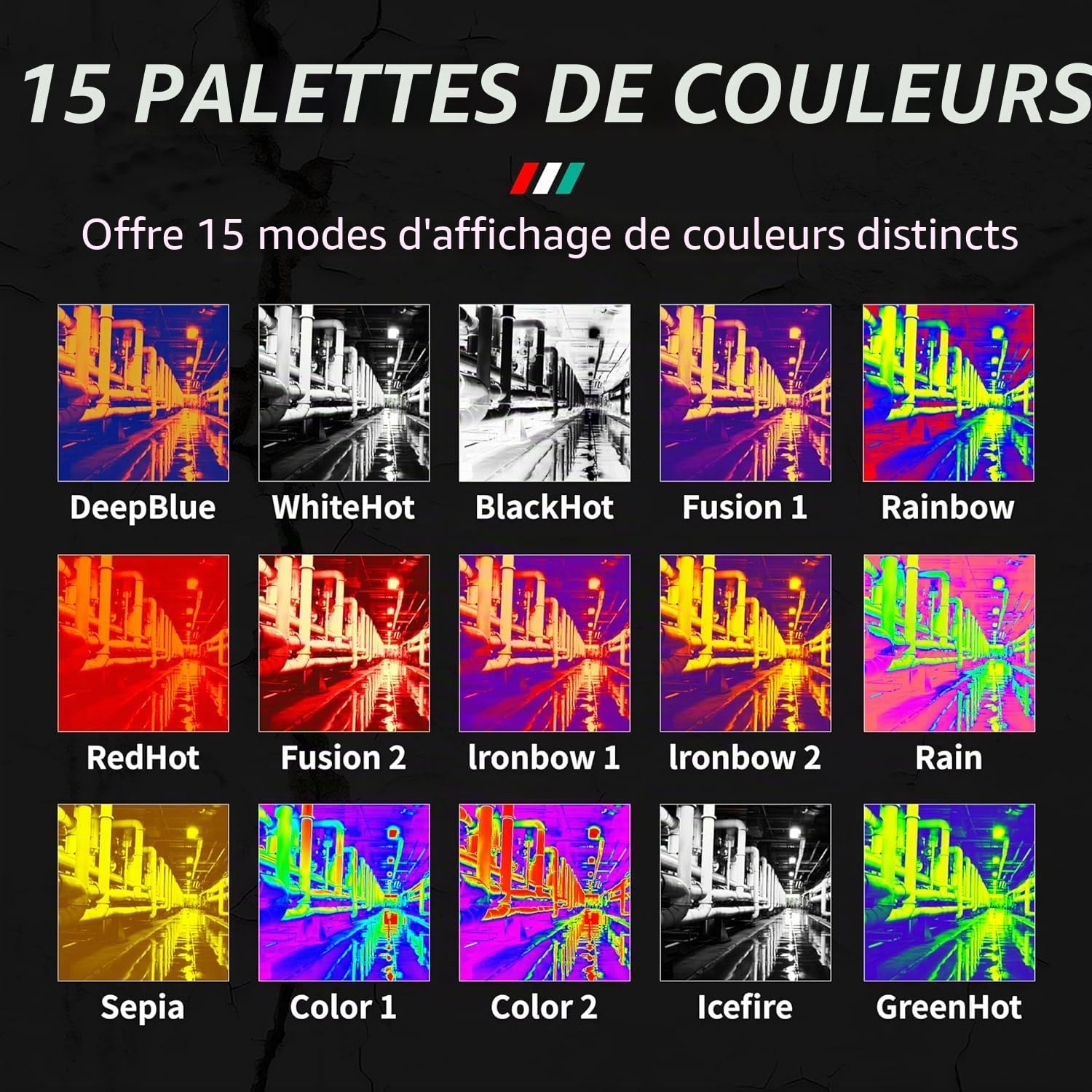 caméra thermique infrarouge 96x96 pixels, -20°C~550°C, 25Hz | Caméra de détection de chaleur pour électricien et maintenance industrielle avec FOV 50°, écran LCD 2.4 pouces, autonomie 8H