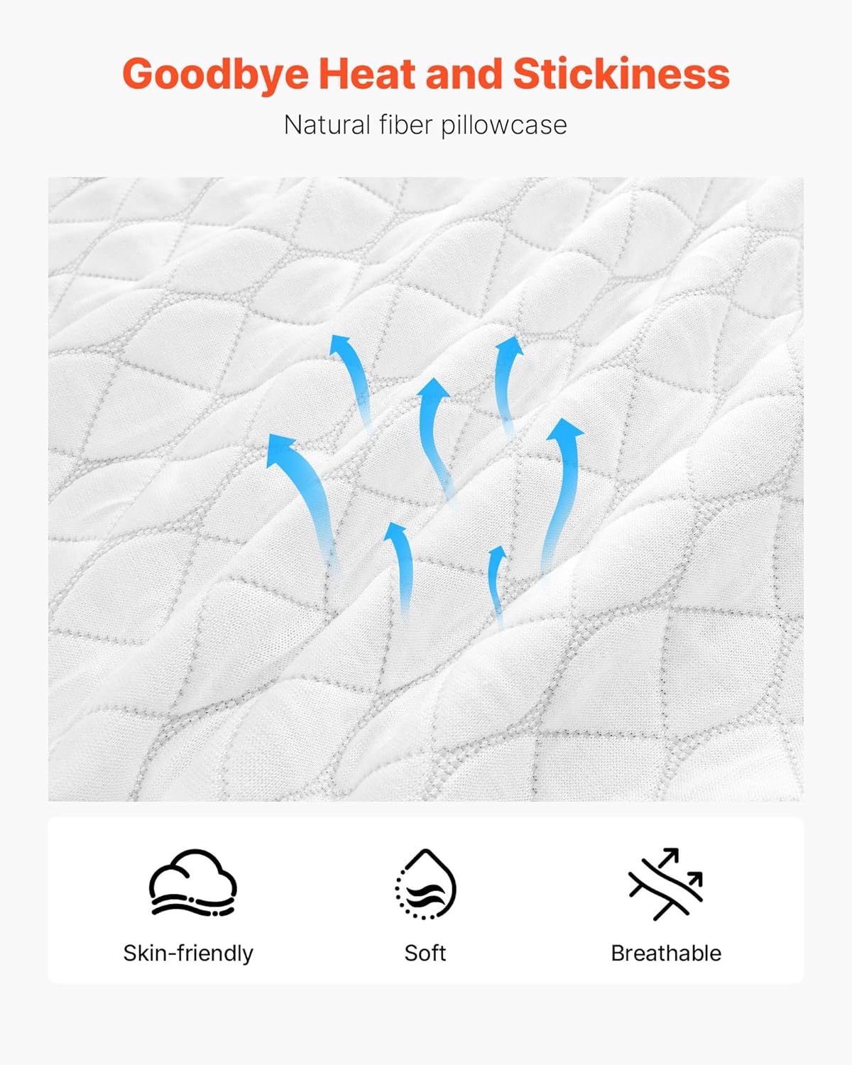 VEVOR Original Adjustable Pillow, Queen Size Bed Pillows for Sleeping, Cross Cut Memory Foam Pillows, Medium Firm Back, Stomach and Side Sleeper Cold Pillow with Removable Washable Cover