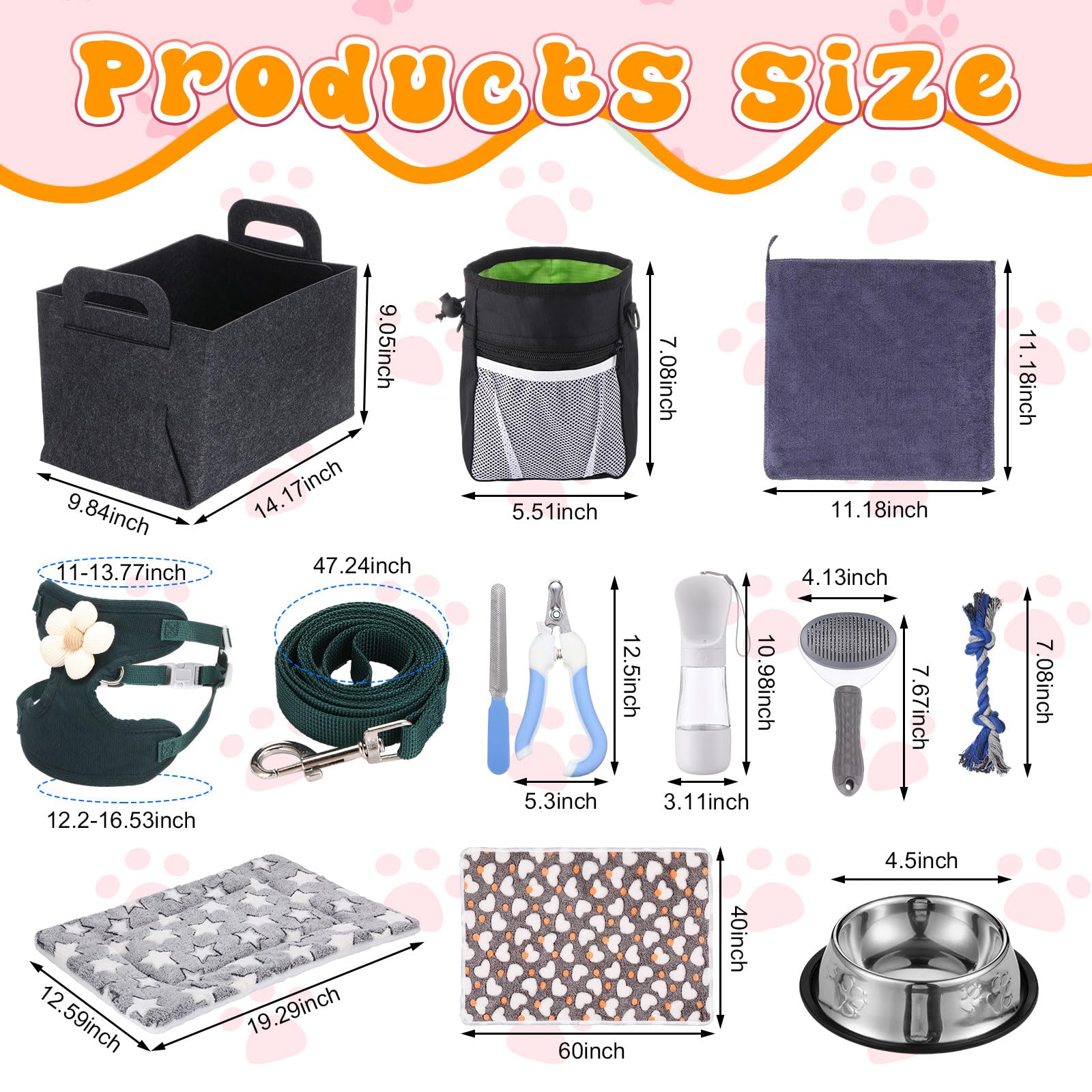 Abbylike 50 Pcs Puppy Supplies Starter Kit for Small Dogs Puppy Essentials Includes Leash, Bowls, Teeth Brushes, Water Bottle, and More Accessories for Dogs Pet Day Welcome Gift(Black) - image 4
