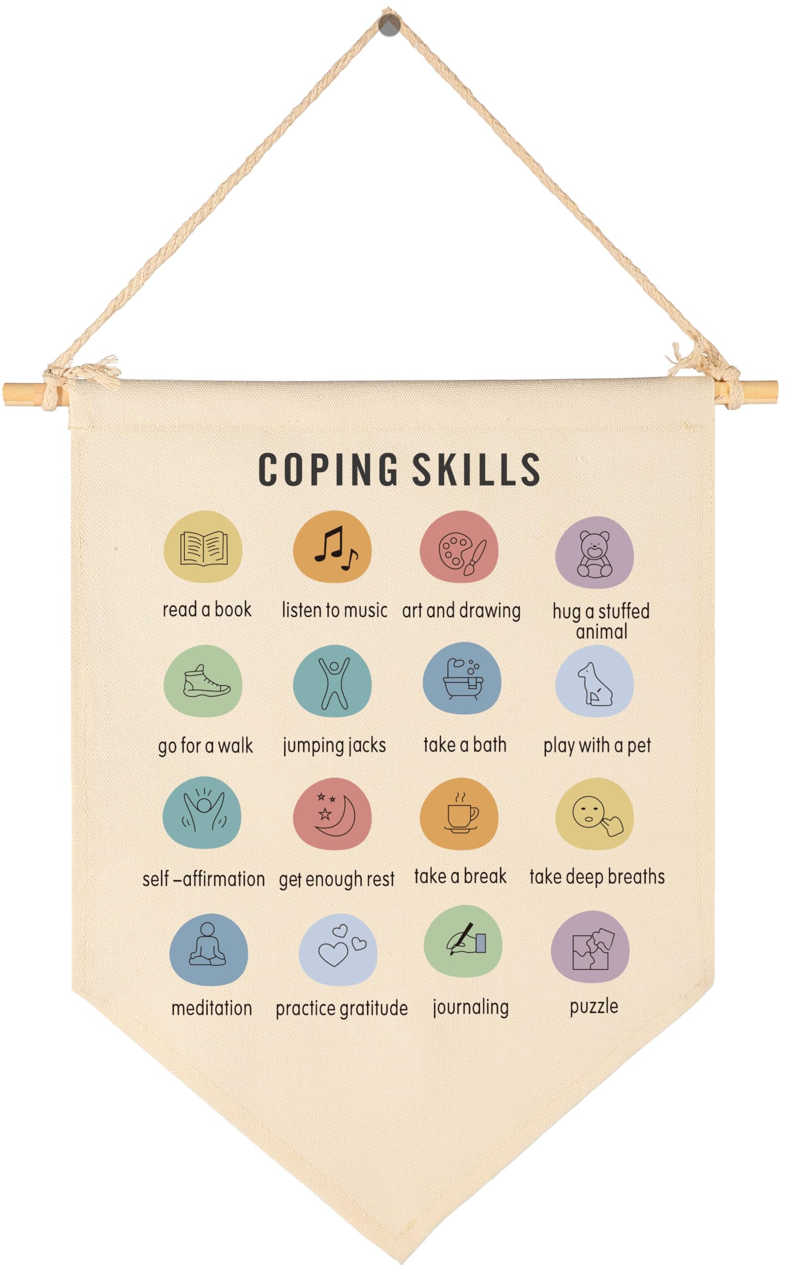 Classroom Wall Banner Decor-Teacher Supplies Gift-Inspirational Back to School Flag-Motivational Quote-Hanging Canvas Pennant Sign for Classroom Office-Coping Skills Educational