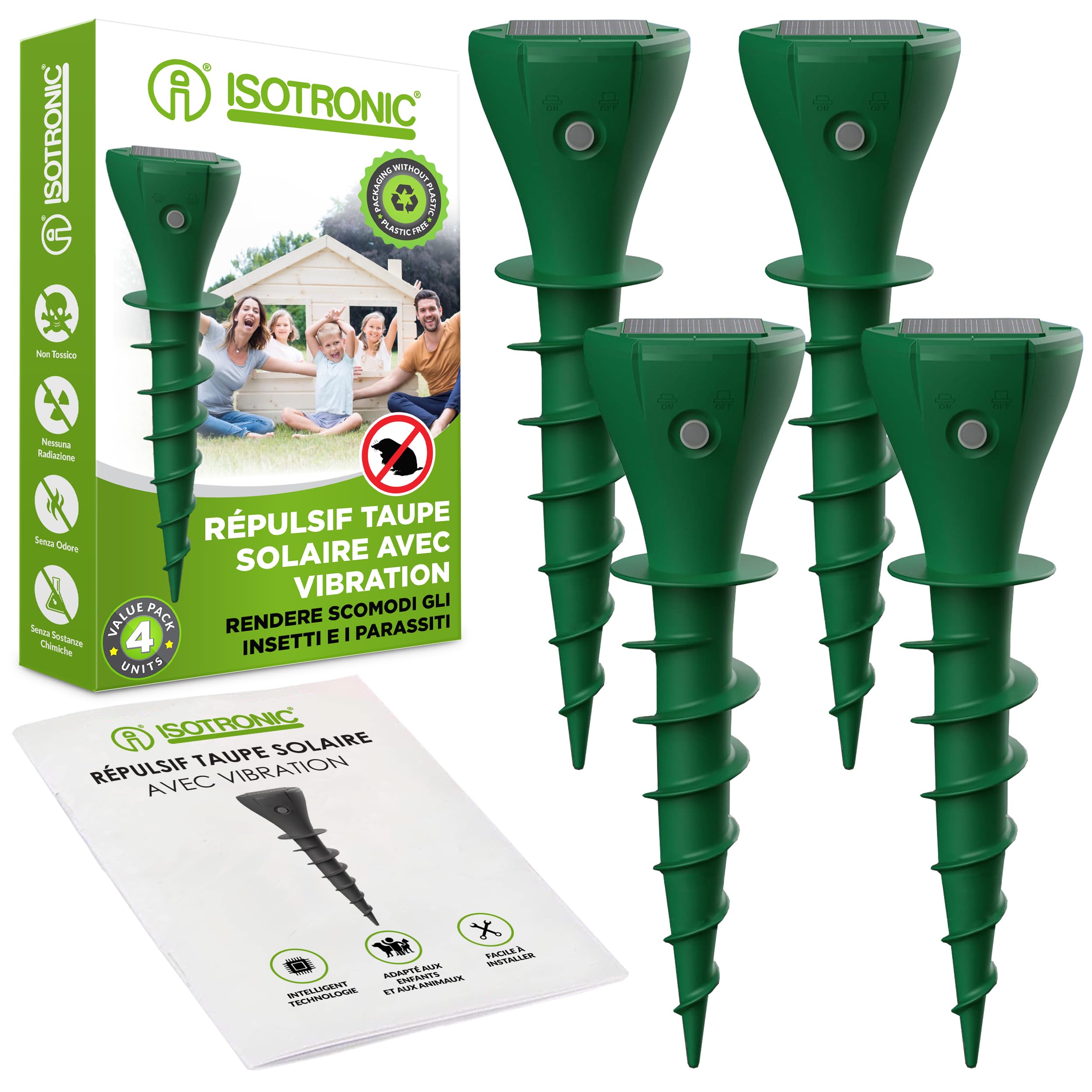 ISOTRONIC Solar Mole Repellent for Screwing In, Mole Repellent for the Garden, Mole Repellent, Vole Repellent, IP65 (4)