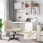 PUKAMI Cross Chaise, Bureau confortable chaise avec jambes croisées, sans roues, tissu moderne pivotant en hauteur réglable grand siège pour la maison, bureau, ordinateur, maquillage