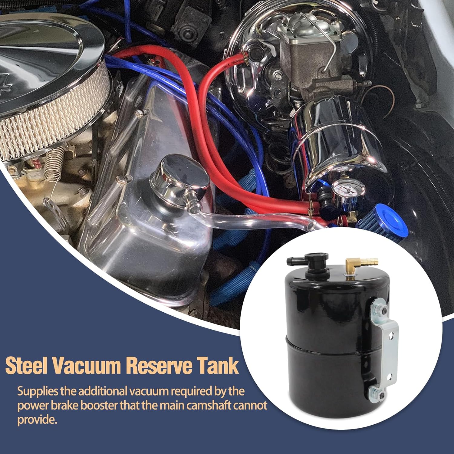 Vacuum Reserve Canister 5 in D x 7 in L Steel Black Finish