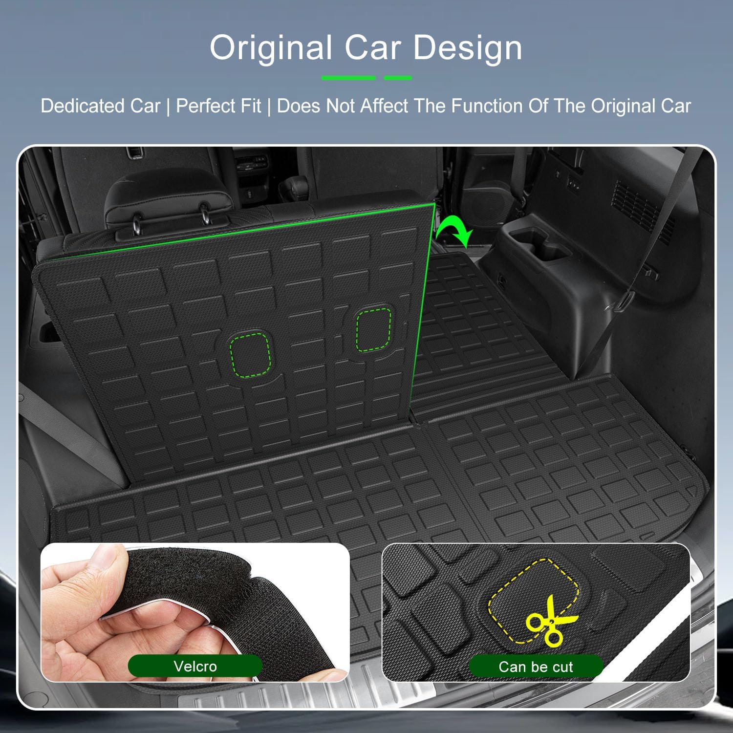 7&8 Seats Floor Mat Compatible with 2020-2025 Palisade Cargo Mat TPE Backrest Trunk Liner Cargo Floor Liner Replacement for 2020-2025 Palisade Accessories