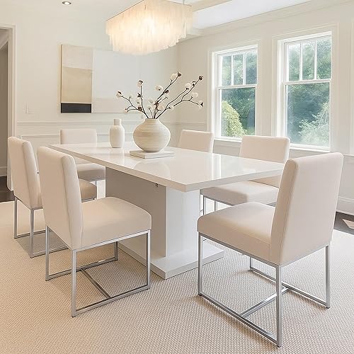 Miniatura 81 de HNY Juego de 2 sillas de cocina cómodas y modernas, de piel sintética, para cocina y comedor, silla auxiliar tapizada con marco de metal con acabado