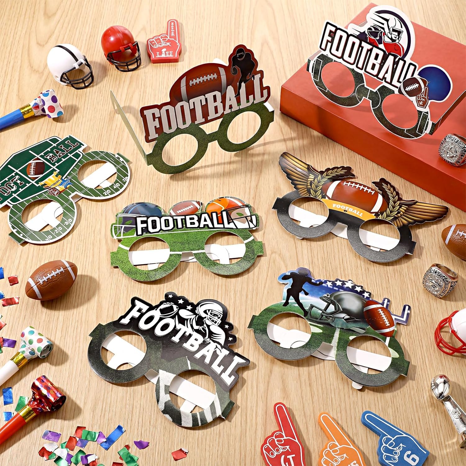 Jenaai 48 Pcs American Football Paper Eyeglasses Football Party Supplies Championship Decoration Gameday Photo Props Sports Party Favors for Rugby Sports Birthday Baby Shower - Image 6