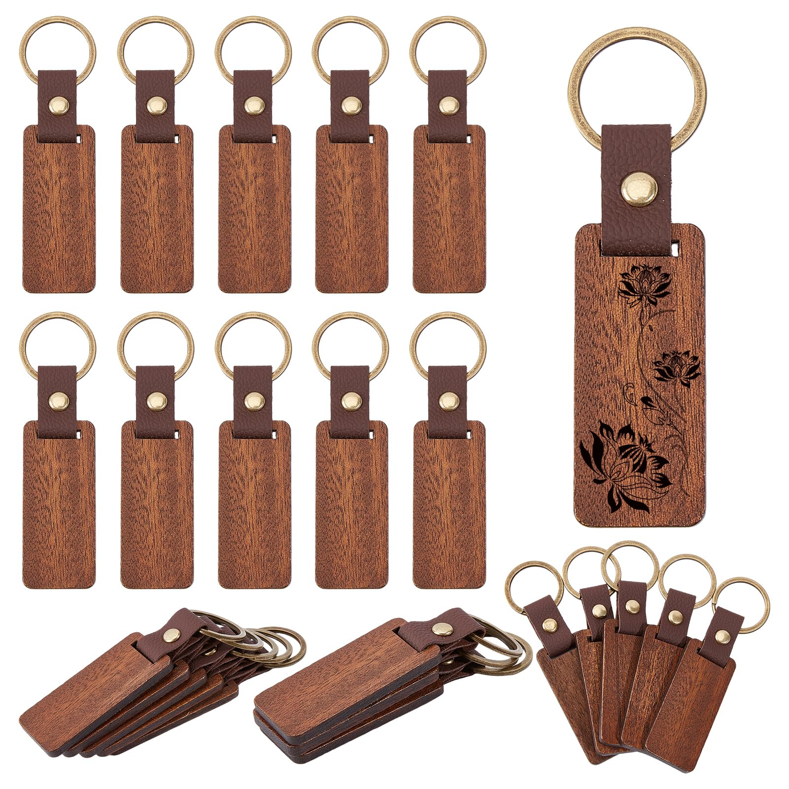Porte clés en bois brut pour gravure laser DIY lot de 25 pièces
