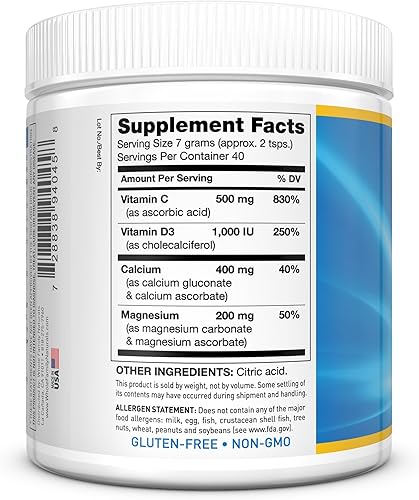 Miniatura 4 de Calcium Magnesium Powder Supplement - CalMag Plus with Vitamin C & D3 - Gluten Free, Non GMO - Natural Calm Cal Mag Drink - Cal-Mag for Muscles