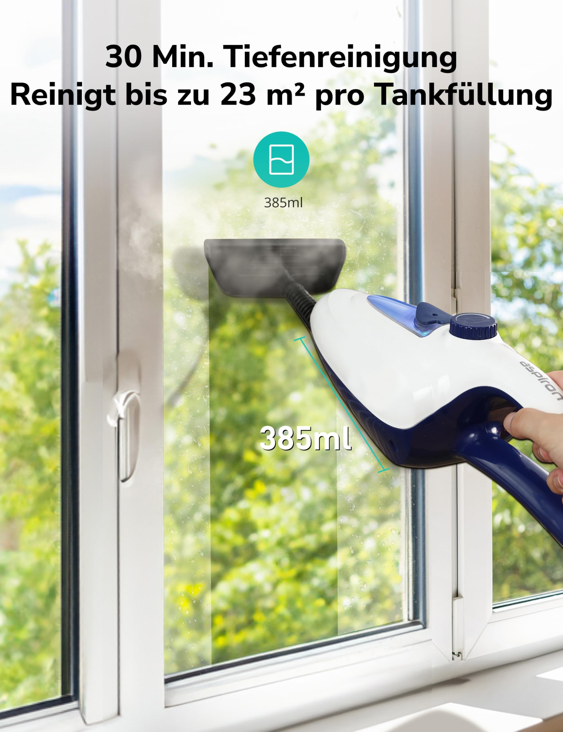 12-in-1 Dampfreiniger Bodenreiniger, 1500W Steam Mop mit Handgerät, 15 Sek. Schnellaufheizung, 30g/min Dampf, entfernt 99,99% Schmutz, für Fliesen, Laminat, Fenster, Sofa, Kleidung, Haushalt
