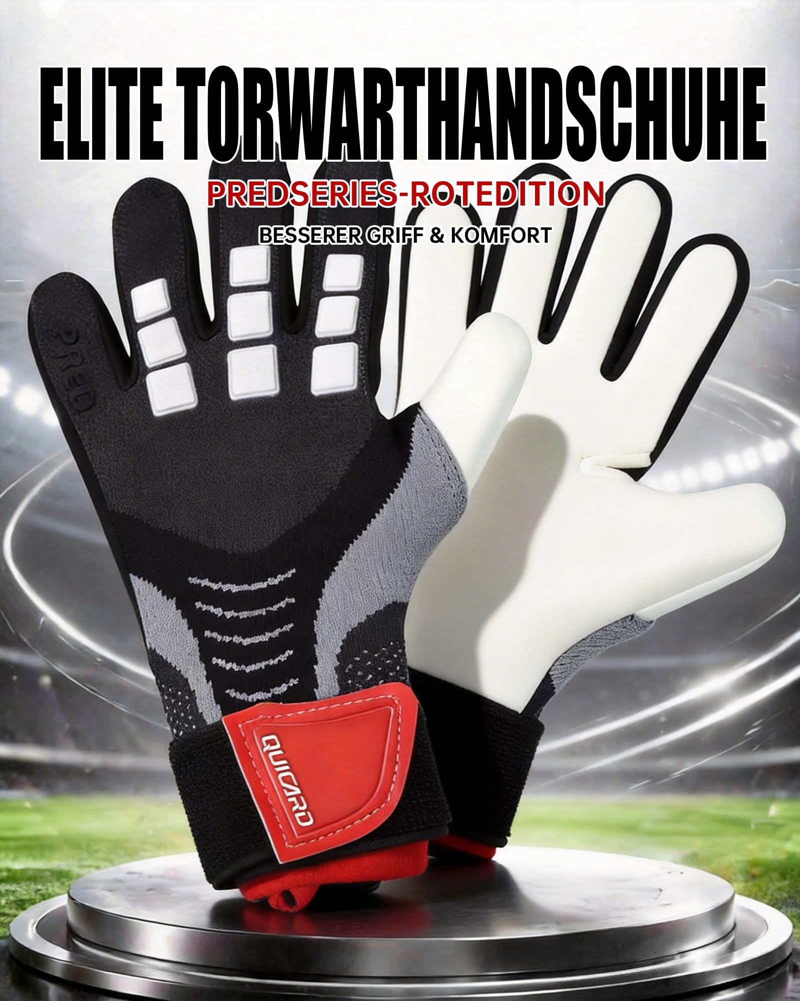 Gants de gardien de but de football pour enfants, adolescents et adultes avec paume en latex, forte adhérence, respirants, pour l'entraînement et le jeu, taille 6-9