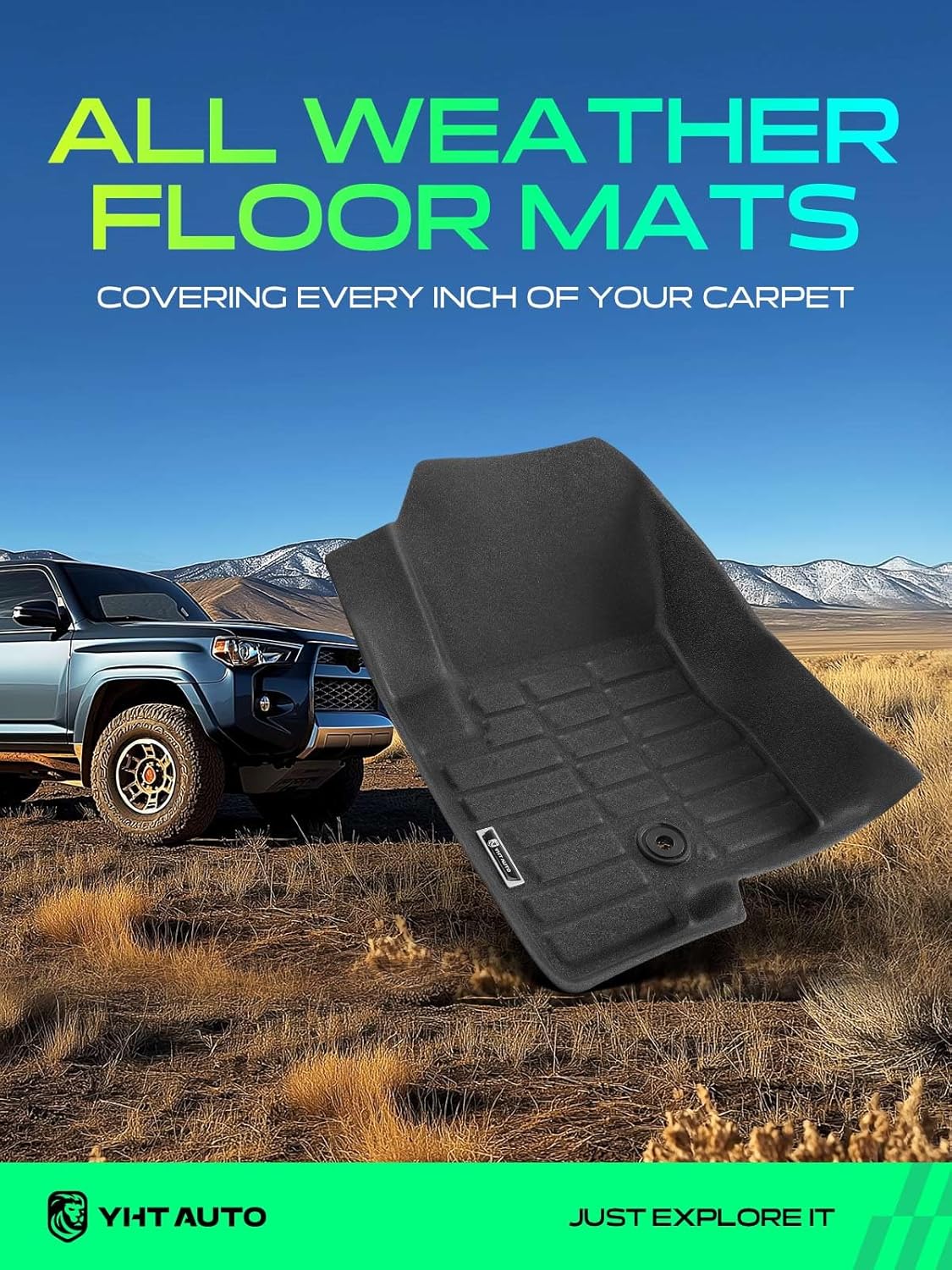 YHTAUTO Floor Mats Compatible with 2007-2017 Jeep Compass Patriot & 2007-2012 Dodge Caliber, TPE Floor Liners All-Weather Protection Custom Fit, 1st & 2nd Row, Set of 4 Black
