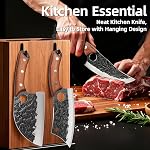Ensemble de couteaux de cuisine de 3 pièces – Couteau de chef serbe, couteau de boucher, couteau à désosser, ensemble de 3 couteaux forgés à la main en acier à haute teneur en carbone avec poignées ergonomiques pour la cuisine en extérieur, cadeaux d'anniversaire pour hommes
