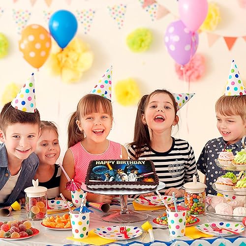 Miniatura 5 de Decoración para tarta comestible de 8.7 x 11.8 in, diseño de Star Wars con temática de fiesta de cumpleaños