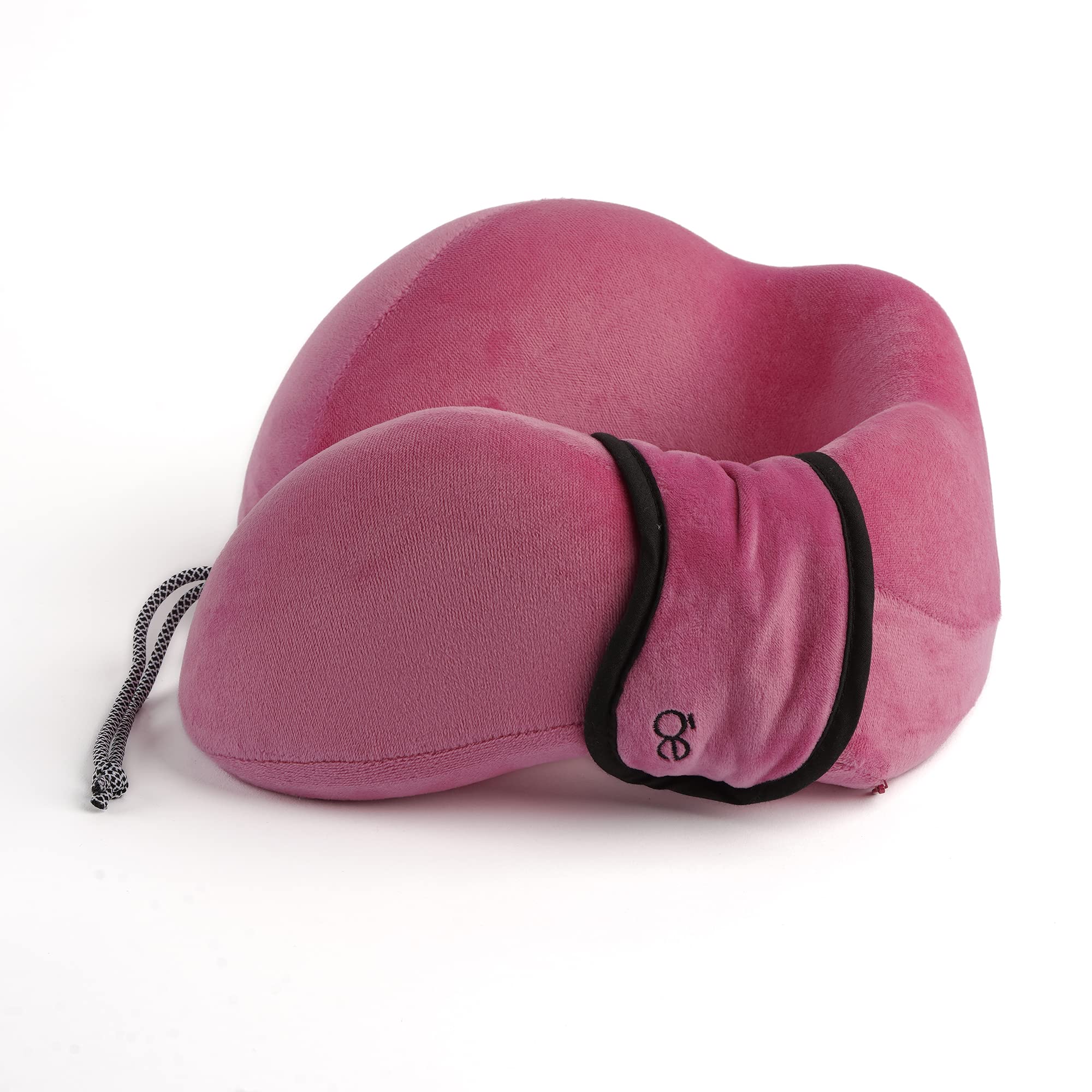 Cloe - Ergonomic Travel Pillow with Eye Mask and Pink Bag Unisex