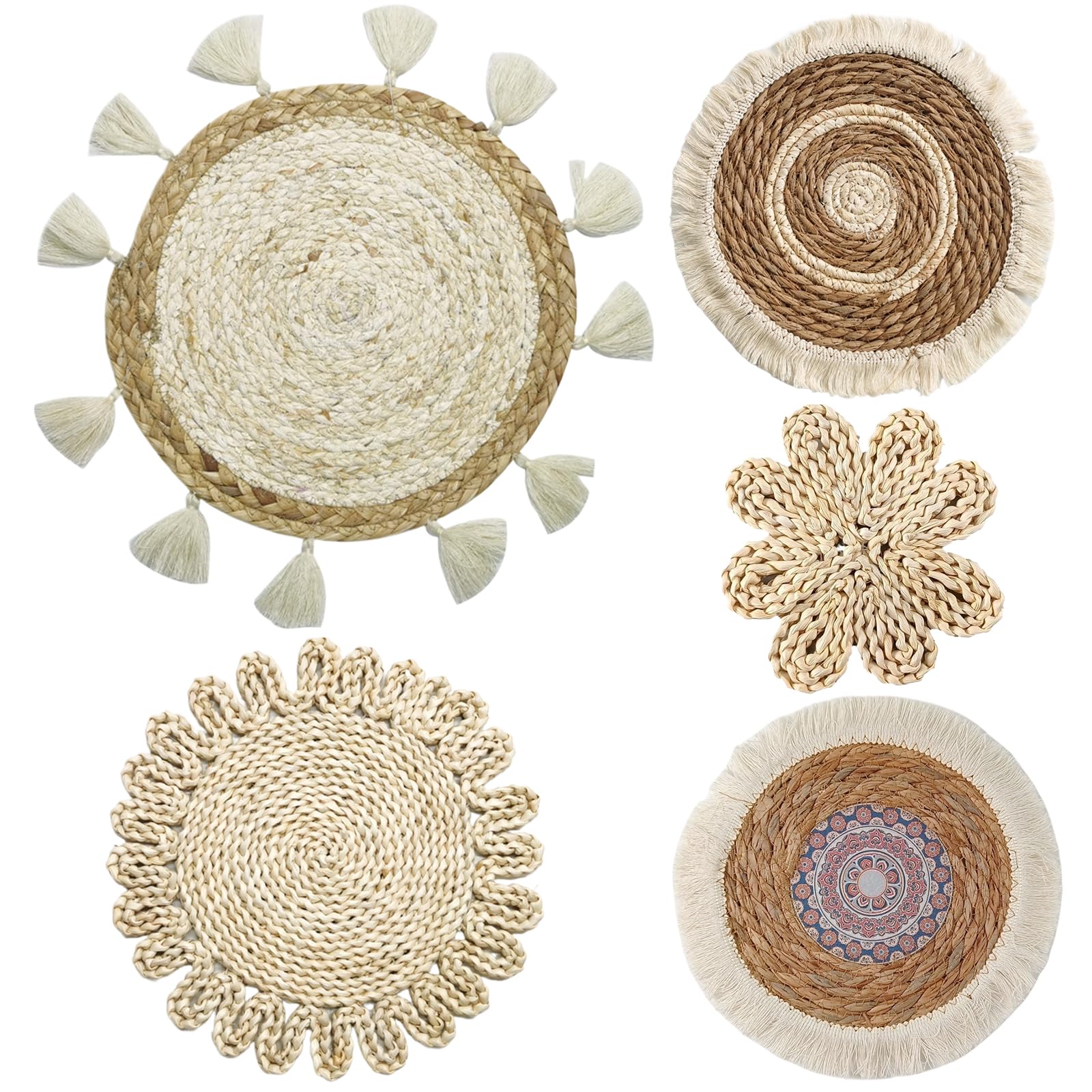 Panier mural bohème en macramé lot de 5 pièces décoration murale ronde ronde 8 à 15 pouces