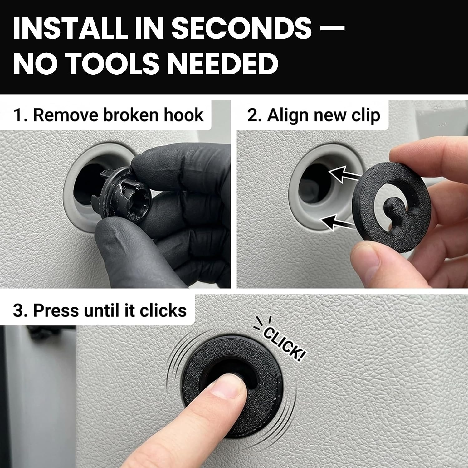 SplashNColor Cargo Trim Cover Hook Tiedown Hold for Chevrolet Bolt EV, Quarter Trim Panel Cover OEM Replacement for GM 42482233, Secure Your Load with Confidence, Black