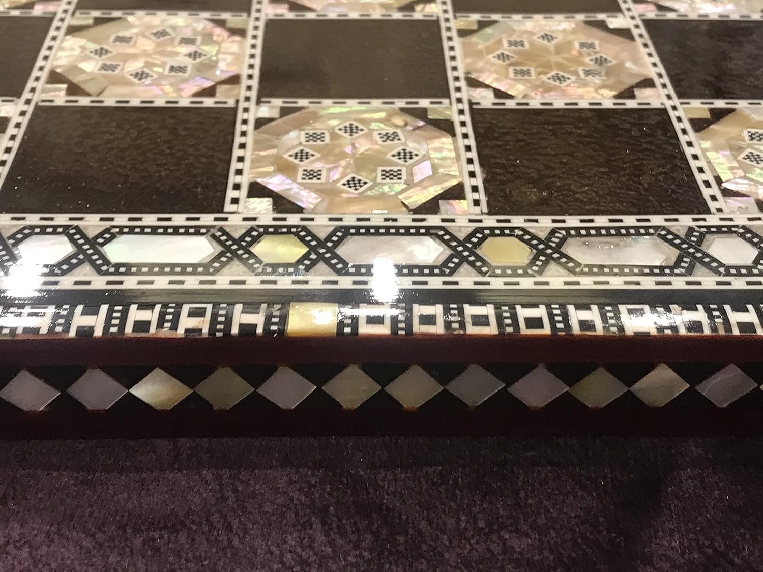 Chess Board Beech Wood Inlaid Mother of Pearl Egyptian Handmade 16.8 inch