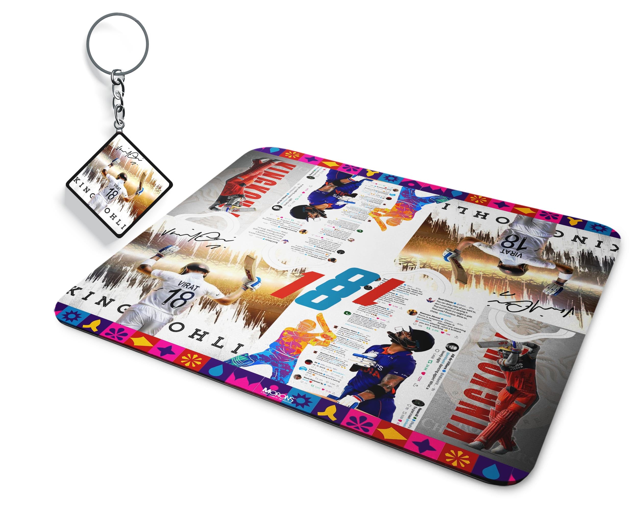 Morons Virat Legendary Kohli Tribute Mouse Pad with Keychain, Printed Premium World Cup Waterproof Anti Skid Rubber Base for Desktop Laptop Gaming (220X200X3mm; Pack of 1)-image-17