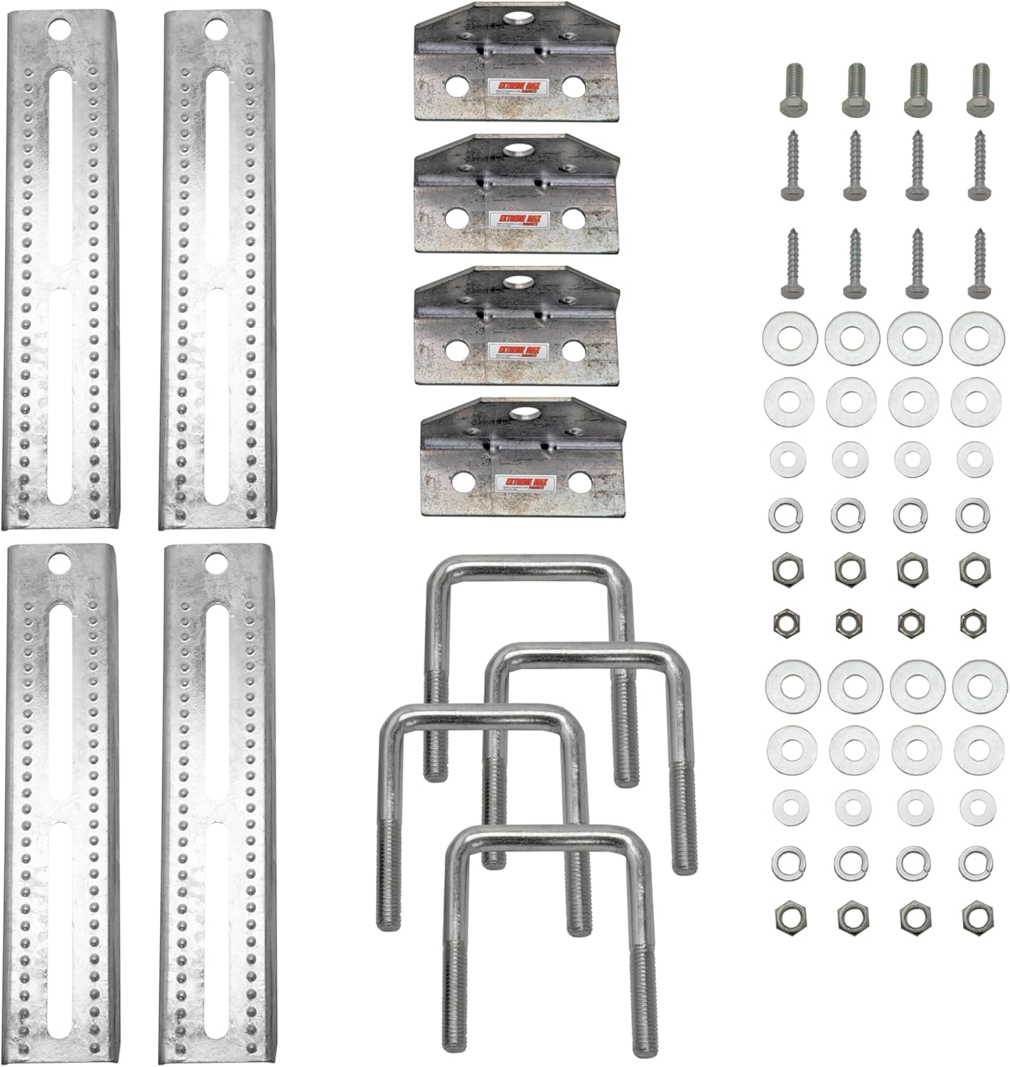 Extreme Max 3006.7075 12" Galvanized Swivel-Top Bunk Bracket with Hardware – 4-Pack – Fits 2" x 3" Boat Trailer Crossmembers