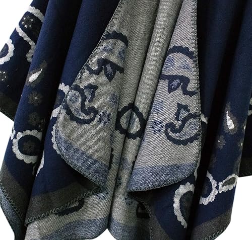 Miniatura 4 de Urban CoCo Poncho de colores para mujer, chal con frente abierto, color en bloques