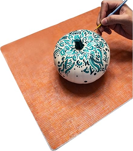 modern-twist Mantel individual de silicona, 14 x 16, sin BPA, sin PVC, apto para lavavajillas, estampado de lino en mandarina, paquete de 1 unidad