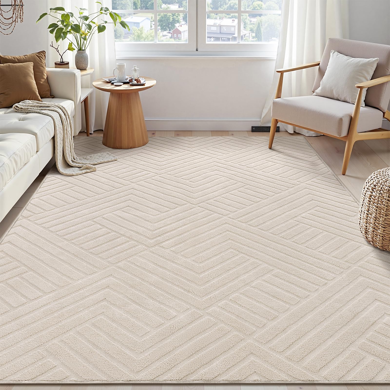 Enyhom Tappeto Salotto Moderno Pelo Corto 160 x 230 cm Geometrico Tappeto Camera da Letto Antiscivolo Lavabile in Lavatrice Soffice Tappeto Soggiorno per Salotto, Sala da Pranzo, Cameretta dei Bambini