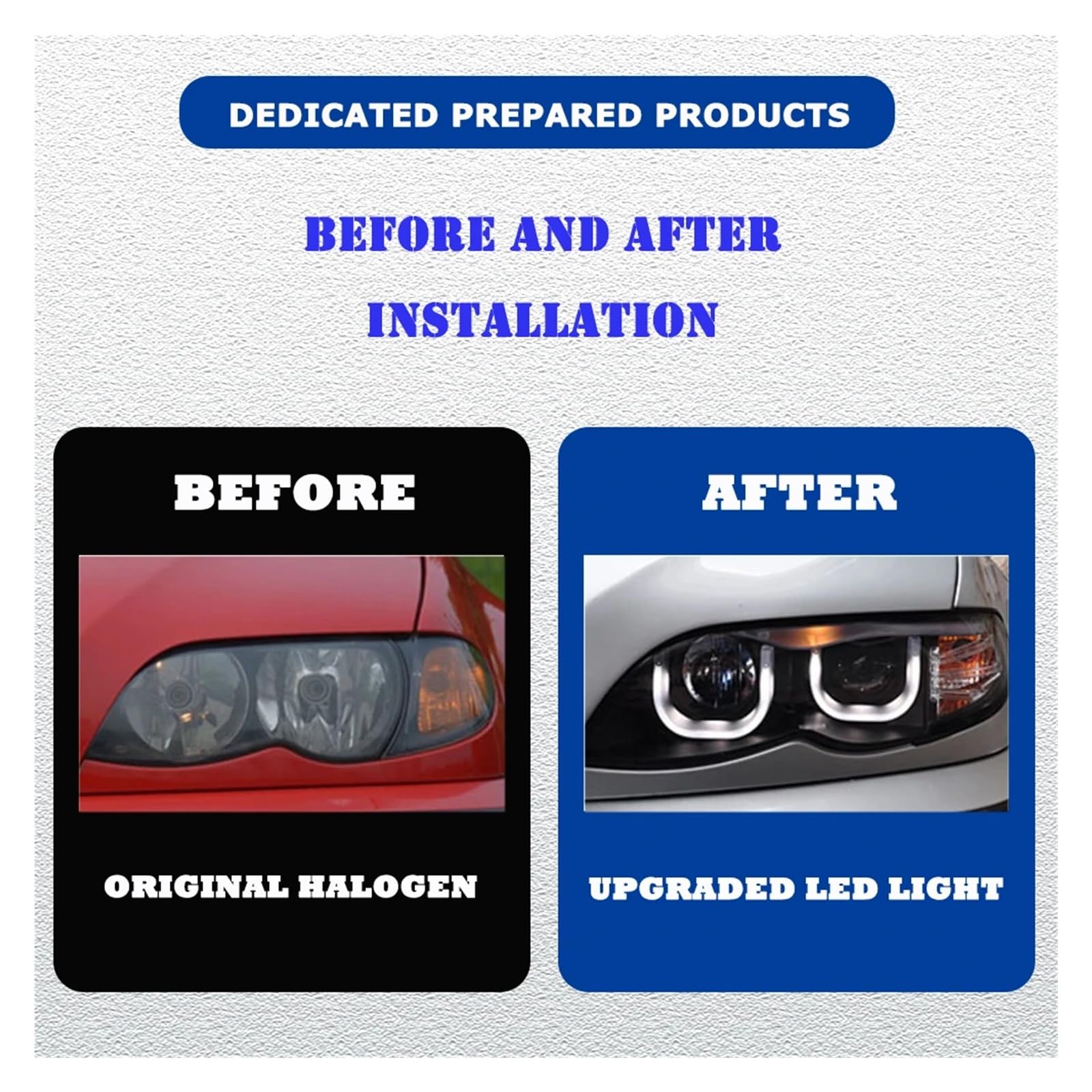 Pasuje do B//M//W serii 3 E46 4 drzwi 02-06 w pełni Led DRL reflektor samochodowy montaż sygnału akcesoria samochodowe zmodyfikowana lampa reflektory LED(Low led high halogen)