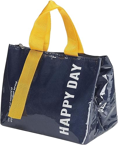 Miniatura 9 de PATIKIL Bolsa de almuerzo aislada, bolsa de almuerzo impermeable de poliuretano, lonchera portátil térmica, contenedor de alimentos para el trabajo,