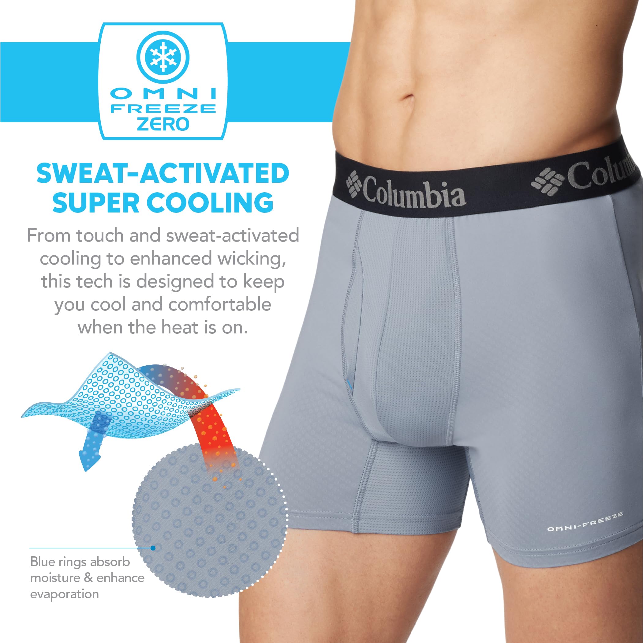 Columbia Omni Freeze Zero Boxer Brief 3 Pack Ropa Interior de Hombres Hombre (Pack de 3)