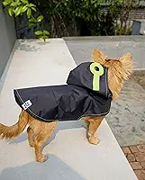 Capa de Chuva Pet para Cachorro - Azul Marinho - Nylon Emborrachado - Impermeável - com Detalhes Verde Neon - Tamanho EPP