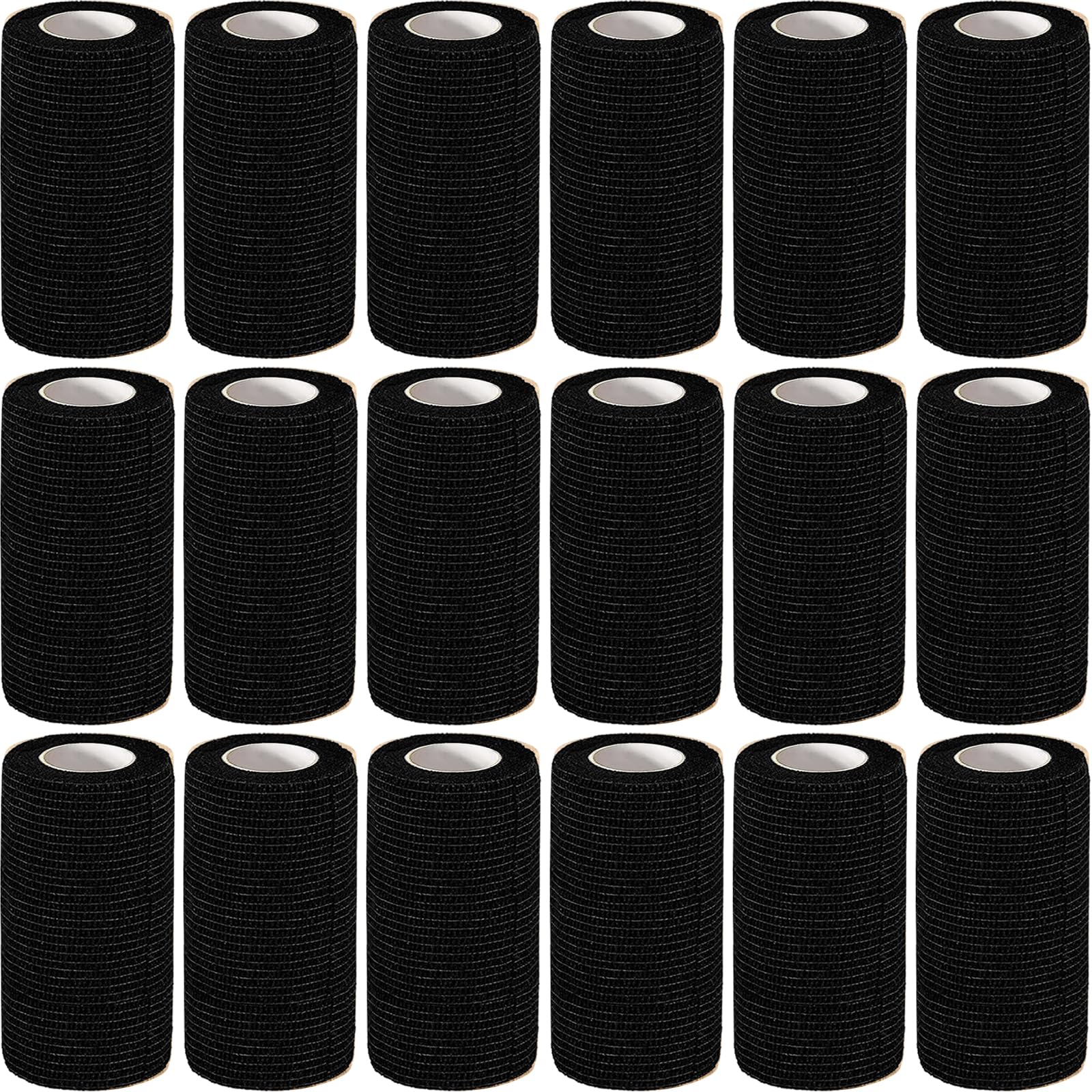 AZEN 18 Pack Self Adhesive Bandage Wrap, 4" X 5 Yards Elastic Cohesive Bandage Wrap, Black Athletic Tape, Tattoo Grip Tape Wrap, Vet Wrap, Ankle Tape